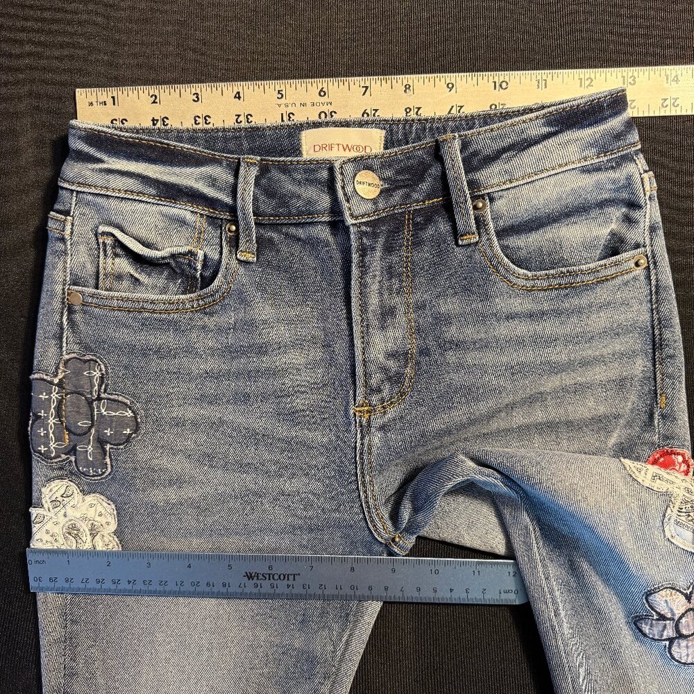 NWOT Free People x Driftwood Farrah Embroidered Flare Jeans Sz 24 - Picture 10 of 16